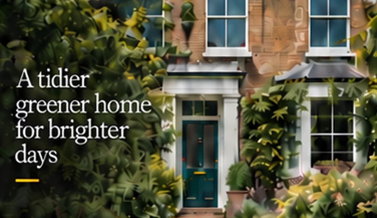 Green & Tidy website concept: ‘A tidier greener home for brighter days’ over a leafy London terrace